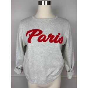 Monoprix Sweatshirt Paris Red Chenille Graphic Size S Gray French Terry